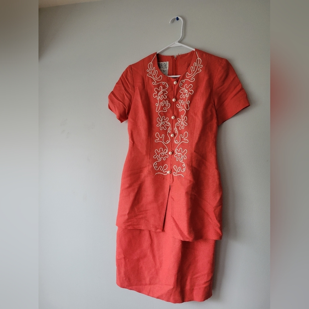 Vintage Yves Cossette Depeche Mode coral dress 4 petite